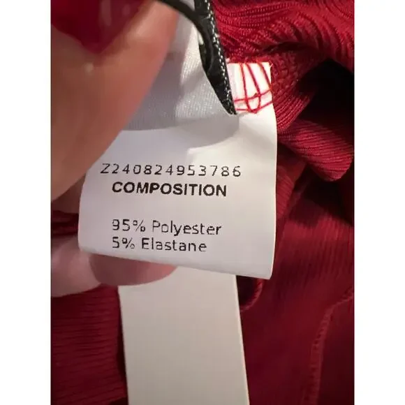 Women's Plus Red Ribbed V-neck Long Sleeve Ruched Jumpsuit NWT Size 24 - Picture 7 of 9